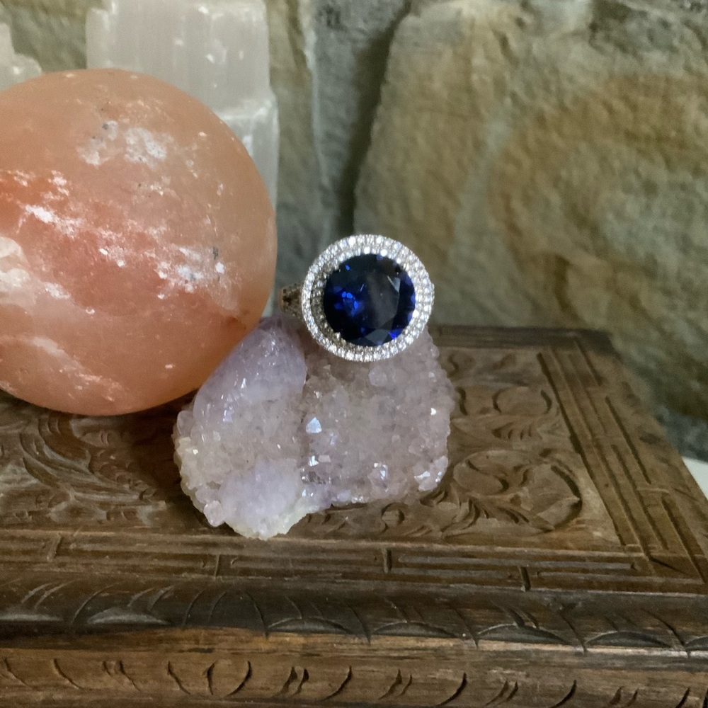 Sterling Sapphire CZ Baguette Ring